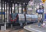 Die RB8972 steht zur Abfahrt nach Heerlen in Aachen Hbf bereit, wegen Bauarbeiten abweichend an Gleis 7 28.3.10