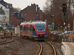 RB20am 15.01.2011 von der Stolberger Altstadt kommend bei der Einfahrt in den Stolberger Bahnhof auf dem Weg nach Alsdorf-Annapark.