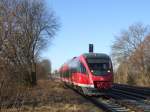 Die Baumbergebahn von Coesfeld nach Mnster bei der Einfahrt in den Bahnhof Lutum. 07.03.2011