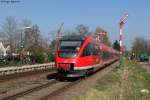 643 007  Schaidt  verlsst mit 643 *** als RB 28077 (Neustadt-Karlsruhe) den Bahnhof Kandel.