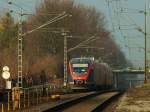 RB20 der Euregiobahn am Ende der Rampe von Herzogenrath bei der Einfahrt in Kohlscheid. (14.03.2012)