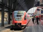 643 014 steht am 28. Mai 2013 als RB nach Neustadt (Weinstrae) Hbf im Karlsruher Hbf.