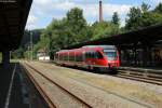 643 016  Fritz Walter  beim Halt in Pirmasens Nord, 02.08.2015. Ein Anblick, der so bald Erinnerung sein wird, da die Bahnsteige voraussichtlich ab 2016 modernisiert werden.