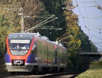 Zwei Euregiobahn (RB20) aus Stolberg-Rheinland-Hbf nach Stolberg-Altstadt,Düren und kammen die Kohlscheider-Rampe hoch aus Richtung Herzogenrath und halten in Kohlscheid und fahren in Richtung Richterich,Laurensberg,Aachen-West. 
Aufgenommen von Bahnsteig 2 in Kohlscheid. 
Bei schönem Herbstwetter am Nachmittag vom 27.10.2016.