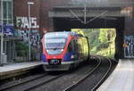 Zwei Euregiobahn (RB20) kommen aus Langerwehe-Stolberg-Altstadt nach Alsdorf-Annapark  und kammen aus Richtung Aachen-Hbf und fahren in Aachen-Schanz ein und hielten in Aachen-Schanz und fahren dann