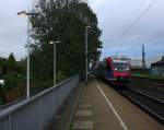 Die Euregiobahn (RB20) aus Heerlen(NL)-Stolberg-Altstadt-Düren kommt die Kohlscheider-Rampe hoch aus Richtung Herzogenrath und hält in Kohlscheid und fährt in Richtung