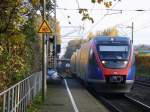 Zwei Euregiobahn (RB20) aus Heerlen(NL)-Stolberg-Hbf kommen die Kohlscheider-Rampe hoch aus Richtung Herzogenrath und halten in Kohlscheid und fahren in Richtung Richterich,Laurensberg,Aachen-West.