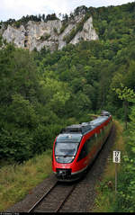 Statt der erhofften 218 mit Dostos leider nur ein VT-Bild des  Radexpress Donautal  mit 644 037-3 und 644 022-5 (Bombardier Talent) am Hubertusweg in Beuron.