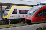 KBS 730 Basel-Waldshut-Schaffhausen-Singen: 612 005/505 + 612 108/608, RE3 3063 Basel Bad. Bf.-Singen (Hohentwiel), und 644 040/540, RB30 17261 Basel Bad. Bf.-Lauchringen, Basel Bad. Bf., 15. M�rz 2026.