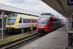 KBS 730 Basel-Waldshut-Schaffhausen-Singen: 612 005/505 + 612 108/608, RE3 3063 Basel Bad. Bf.-Singen (Hohentwiel), und 644 040/540, RB30 17261 Basel Bad. Bf.-Lauchringen, Basel Bad. Bf., 15. M�rz 2026.