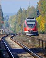 Ein Triebzug der BR 644 verlsst am 11.10.08 den Bahnhof von Euskirchen und  dieselt  in Richtung Kall. (Jeanny)