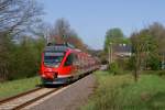 644 027 und ein weiterer 644 als RB 25 nach Kln-Hansaring bei der Ausfahrt aus Honrath am 28.04.2012