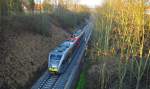 Am 25.11.2009 fuhr wieder ein GTW der HLB auf den neuen Gleisen zum Stadtbahnhof Eschwege.