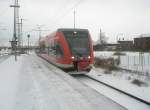 Hier 646 007-5 als RE3 von Schwedt/Oder nach Angermnde, bei der Einfahrt am 21.12.2009 in Angermnde.