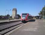 Hier 646 017-4 als RE6 von Wittenberge nach Berlin-Spandau, dieser Triebzug stand am 20.7.2010 in Pritzwalk.