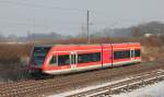 646 013 in Form eines GTW 2/6 ist am 31.01.2014 auf dem Berliner Außenring als RB12 nach Templin Stadt unterwegs.