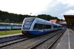 En Triebzug der BR 646 UBB rangiert im Bf Seebad Heringsdorf.