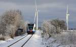 16.01.2017 - UBB Triebwagen zwischen Buggenhagen und Karlsburg.