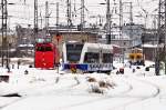 Zwergenalarm, nimmt die  Wasserbahn  den Zwerg auf die Hrner?  Bf Stralsund 02.02.2010