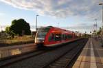 Hier 646 017-3 als RE6 (RE18616)  Prignitz-Express  von Berlin Spandau nach Wittenberge mit 646 010-8 als RE6 (RE18616)  Prignitz-Express  von Berlin Spandau nach Neuruppin West, dieser Triebzugverband stand am 14.6.2014 in Neuruppin West. 	