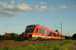 Am 27.08.2017 fuhr eine Doppeltraktion VT648 bei Nordstemmen in Richtung Süden.