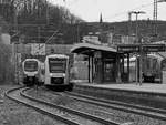 Der Triebzug VT 12 12 05 ist hier Mitte März 2021 bei der Ankunft in Wuppertal-Unterbarmen zu sehen.