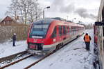 Nachschuß (Niedersachsenwerfen) auf Dieseltriebwagen 648 765 in Richtung Nordhausen am 02. Dezember 2023.

