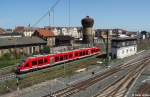 DB Regio BR 648 Alstom Coradia LINT 41 als RB 14650 Nordhausen - Bodenfelde, Sdharzbahn KBS 357 Nordhausen - Gttingen, fotografiert bei der Ausfahrt Bhf. Nordhausen am 28.04.2012