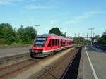 Am 23.08.2012 steht der Braunschweiger 9580 0 648 753-1 D-DB  Herzberg am Harz  als Lt 72471 nach Kreiensen im Gleis 4 des Bad Harzburger Bahnhofs.