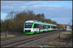 VT 212 & 219 der Erfurter Bahn als RB21 (80902) Jena West - Weimar am 27.03.2026 in Mellingen/Thüringen.