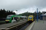 VT 263 von Vectus und VT 201 der Taunusbahn stehen am regnerischen 3.9.09 in Knigstein im Taunus. 