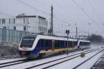 Zwei Triebzge der Nordwestbahn fuhren am 04.01.2010 als RE 10 nach Kleve.Hier in Dsseldorf Bilk am 04.01.2010