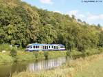 BRB-VT 225 fhrt am 31.7.13 in den Haltepunkt Rebdorf-Hofmhle ein. (Blick nach Osten) 

