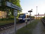 Kurzer Zwischenstopp für die Lint Hexe im Bahnhof von Dodendorf an der Strecke Magdeburg-Halberstadt zur Weiterfahrt nach Blankenburg bzw.