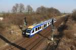 Unterwegs nach Magdeburg VT 805 des HEX kurz vor Halberstadt am 19.03.2015