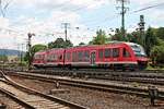 Am 18.06.2016 war 648 704 als RB 23  Lahn-Eifel-Bahn  (Limburg (Lahn) Mayen Ost) unterwegs, als sie an dem Rangierbahnhof von Koblenz Lützel in Richtung Weißenthurm fuhr.