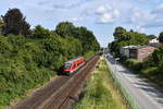 648 341 hat als RB 21674 Lübeck Hbf - Kiel Hbf, den Bahnhof Eutin verlassen und strebt seinem nächsten Halt in Bad Malente-Gremsmühlen an. 12.07.18