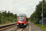 648 462 verlässt am 13.07.2015 als RE72 nach Flensburg den Bahnhof Eckernförde.