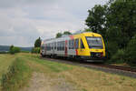 VT206 (648 406-6) der HLB Hessenbahn fährt am Morgen des 06.06.2022 über die K-Bahn in Richtung Frankfurt und erreicht in Kürze Liederbach Süd.