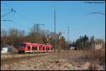 650 116-7 & 650 108-4 fahren am Morgen des 16.02.08 als RE 22521 von Ellwangen nach Ulm Hbf in den Goldshfer Regionalbahnhof ein.