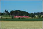 Zwei 650er sind am Morgen des 05.07.08 unterwegs als RE 22523 von Crailsheim nach Ulm Hbf, aufgenommen bei Rainau-Schwabsberg an der Oberen Jagsttalbahn (KBS 786).