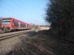 Diese RB aus Bad Urach erreicht in einigen Minuten die Endhaltestelle Reutlingen Hbf. Nach einer ca 4 mintigen Wartezeit geht´s zurck. (29.01.09)