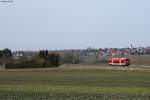 650 302  Stadt Wildberg  hat als RB 22209 (Pforzheim-Horb) soeben den Bahnhof Hochdorf (bei Horb) verlassen und wird nun nonstop bis Horb durchfahren.