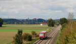 Ein Regioshuttle als RB, Ulm Hbf - Biberach Süd, zwischen Erbach(Württ) und Laupheim.