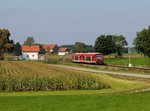 Der 650 116 und der 650 315 als RB nach Sigmaringen am 24.09.2016 unterwegs bei Aichstetten.