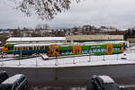 Blick auf die abgestellten Fahrzeuge im Endbahnhof Viechtach am 03.01.2017.