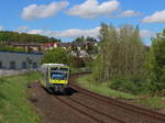 Die Agilis mit VT 650 auf dem Weg von Hof nach Münschberg. Aufgenommen in Döhlau bei Auf am 30.04.2018