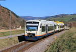 VT 532  Loßburg  und VT 519 als SWE 72224 (Oberharmersbach-​Riersbach-Biberach(Baden)) bei Kirnbach Grün 2.3.21