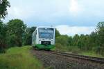 VT 316 der Erfurter Bahn (EB) am 11.9.2021 bei der Durchfahrt durch Pößneck in Richtung Gera