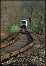 RegioShuttle-Revival: Auf der Bahnstrecke Chemnitz – Niederwiesa – Hainichen (KBS 516, ChemnitzBahn Linie C15) verkehren normalerweise Straßenbahnen des Chemnitzer Modells.